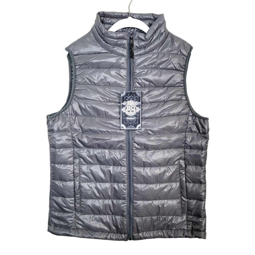 Vintage Blue Ocean Collection Puffer Vest Lightweight Liquid Gray Y2K Medium NEW